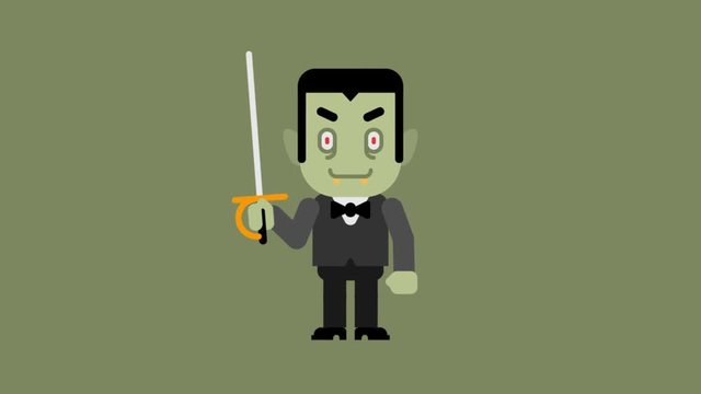 Vampire cartoon character. Congratulations on Halloween