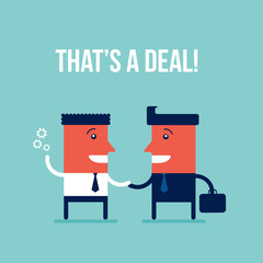 Business people shaking hands making a deal Teamwork Partnership Successful business concept Vector illustration