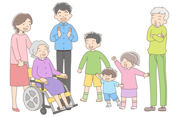 車椅子_おばあちゃんと家族