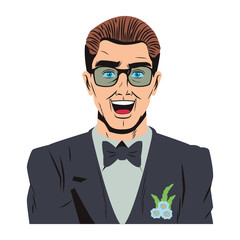 Pop art groom cartoon