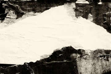 Blank brown white creased crumpled paper texture background old grunge ripped torn vintage collage...