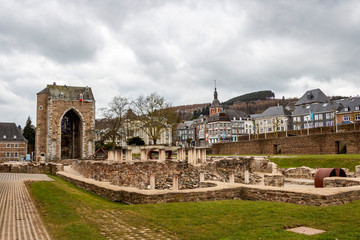 The ruins of the Abbey Church of St. Remacle, demolished at the time of the French Revolution under...