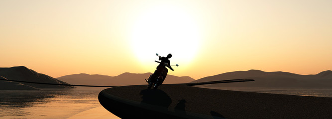 Fototapeta na wymiar woman on a motorbike