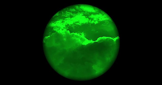 Searching the sky with single night vision scope.