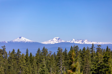 View on Three Sisters from viewpoint at Paulina Peak , Oregon