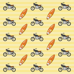 Motorcycle and surfboard background