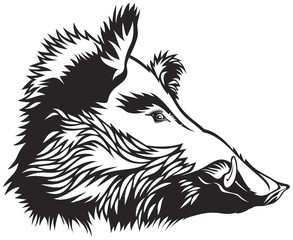 Wild boar head engraver scratchboard drawing style Logo Mascot Emblem Icon Tattoo  vector design element