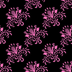 Fototapeta na wymiar Floral ornament in violet and black colors