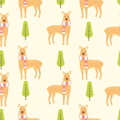 Cute deer seamless pattern background
