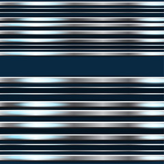 Horizontal metal stripes on a dark background. Polished texture, chrome, silver, steel, aluminum. Design concept. Vector illustration