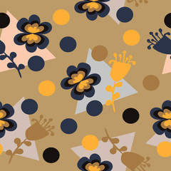 triangles and flowers on a light brown