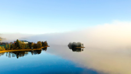 Fog on Lake at sunrise 
