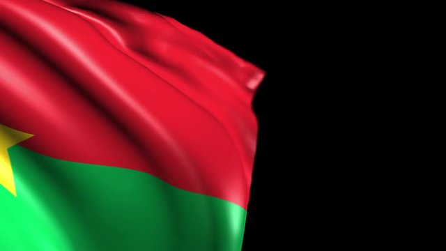 Flag of Burkina Faso. Animated Slow pan to the right over black background. Transition element