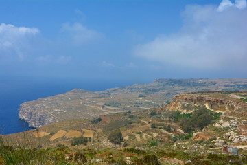 Fototapeta na wymiar A view over Dingli cliffs in the island of Malta