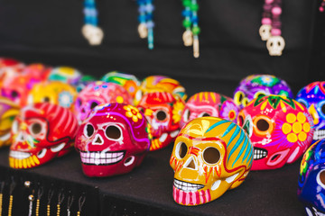 Ceramic skull, small colorful heads for halloween