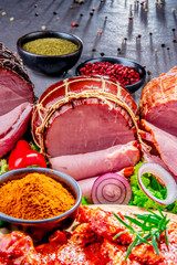 Composition with assorted meat products