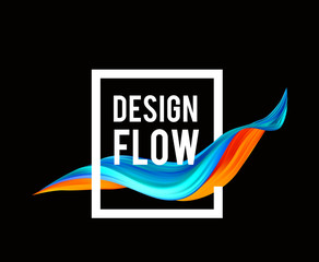 Colorful flow design. Trending wave liquid illustration on black