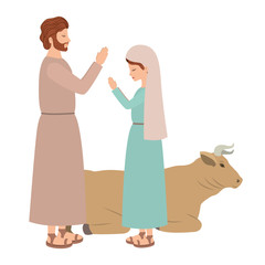 virgin mary and saint joseph with ox