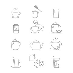 Set of drink coffee or tea icons