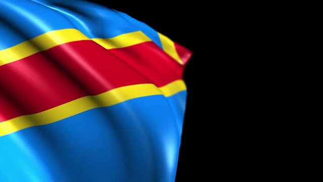 Flag of the Democratic Republic of Congo. Animated Slow pan to the right over black background. Transition element