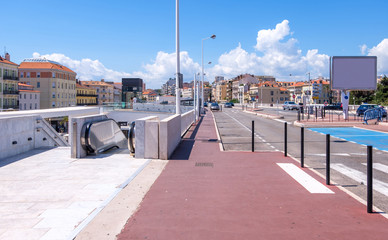 City near railway station at daylight