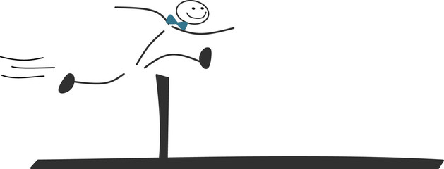 Strichmännchen überwindet eine Hürde