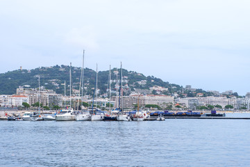 Fototapeta na wymiar Cannes city port at daylight