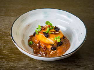 Fruit Dessert With Chocolate Cream