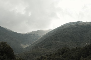 Mountain view in a cloudy day - Panoramic landscape (Marche, Italy, Europe)