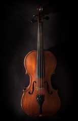 Fototapeta na wymiar Front View of a Violin, Isolated on Black