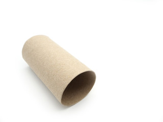 Tissue paper roll core. Empty roll on toilet paper isolated on a white background.