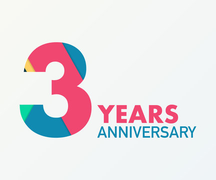 3 years anniversary emblem. Anniversary icon or label. 3 years celebration and congratulation design element.