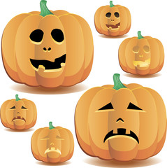Halloween pumpkins set 8, vector illustration