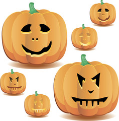 Halloween pumpkins set 9, vector illustration
