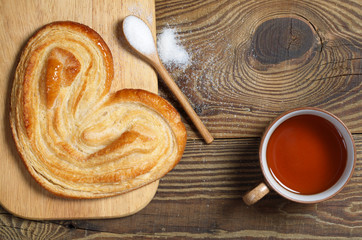 French puff pastry cookie and tea