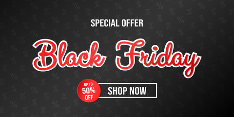 Design of panoramic banner for Black Friday Sale. Vector.