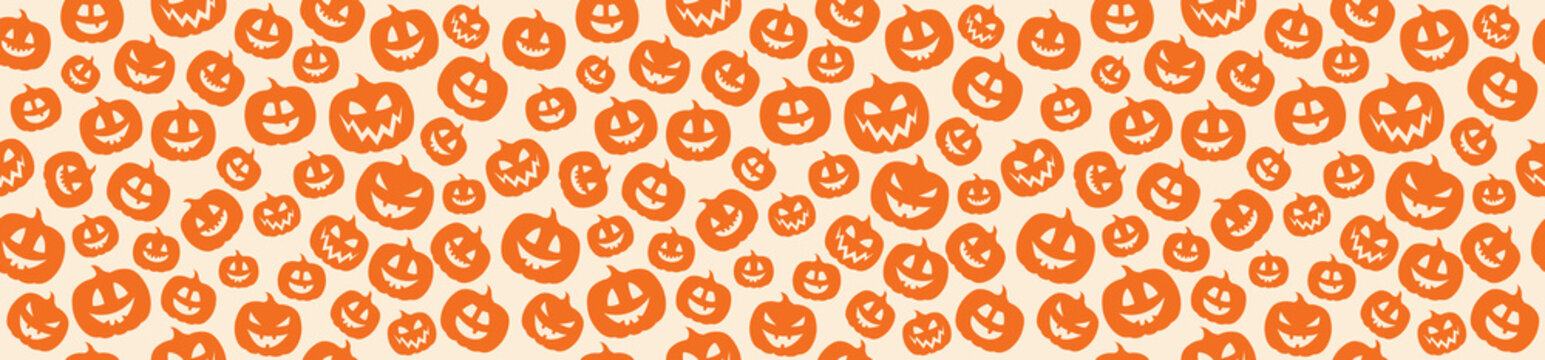 Halloween - Concept Of Seamless Pattern With Pumpkins. Vector.