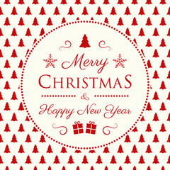 Design of Christmas greeting card with vinatge ornaments. Vector.
