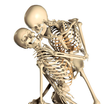3d illustration of dancing skeleton couples in passion