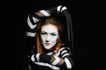 Portrait of female mime artist