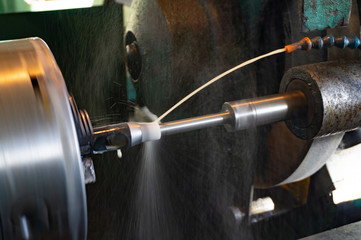 Cooling is applied when machining a hole on the machine.