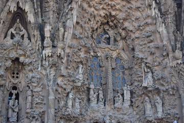 Gothic temple with high towers and different facades.
