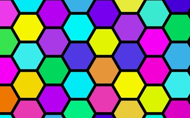 Honeycomb many color, multicolored. Isometric geometry. 3D illustration