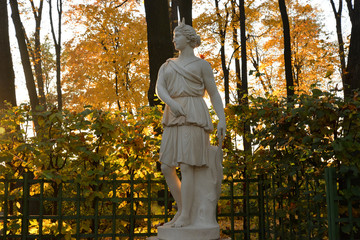 Goddess Diana statue at evening.