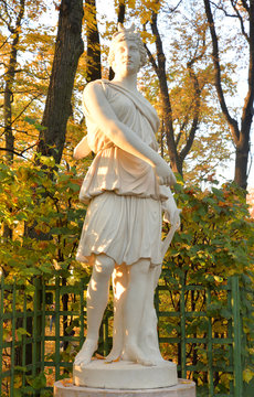 Goddess Diana Statue At Evening.