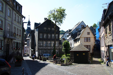 old houses in Monschau montjoi in Germany