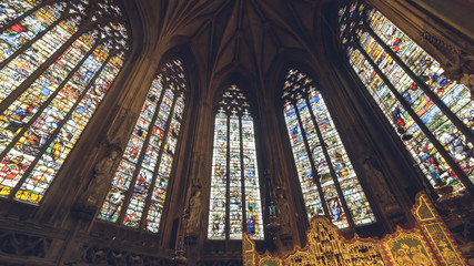 Interiors of Lichfield Cathedral - Lady Chapel Stained Glass North Side 3-2-center
