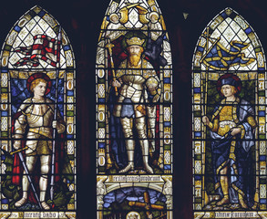 Interiors of Lichfield Cathedral - Stained Glass Nave B Close up