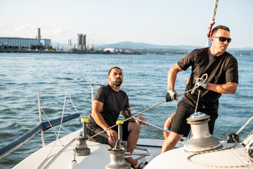 Team athletes Yacht training for the competition