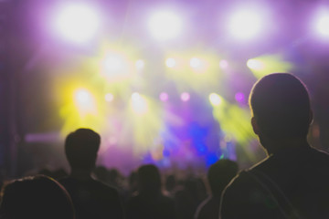 Back view of spectators attending a rock concert